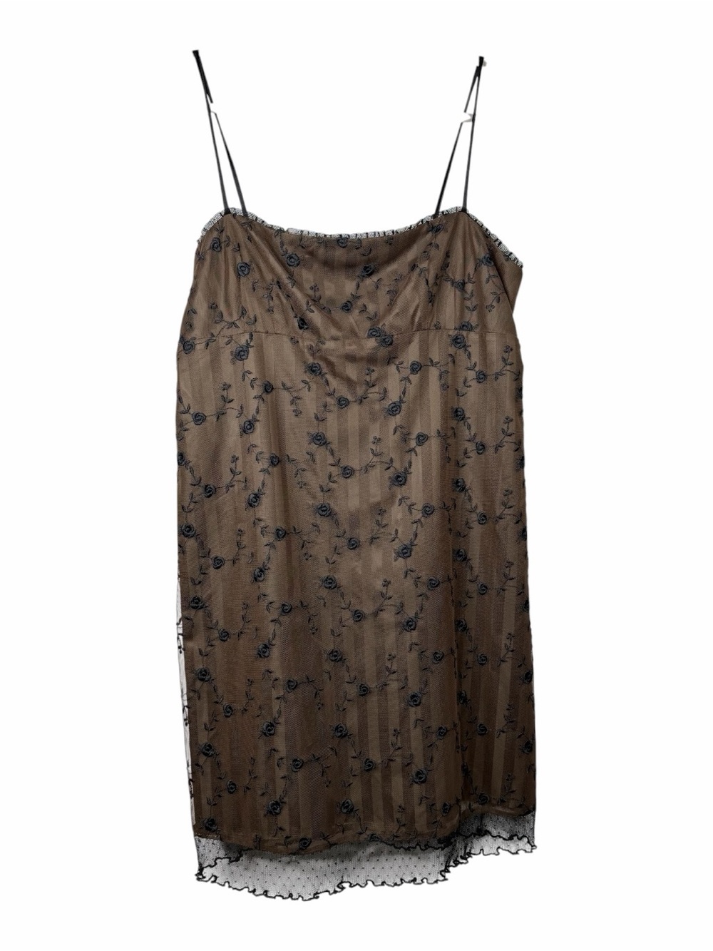 Nanette Lepore Brown Black Mesh Floral Tunic? Mini Dress Whimsigoth Grunge 12P